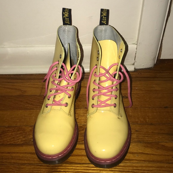 Dr. Martens Shoes - Dr martens pascal yellow and pink boots.